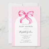 Roze Bow Coquette Baby shower Elegant Kaart (Voorkant)