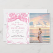 Roze Bow Coquette Baby shower Foto Kaart (Voorkant)