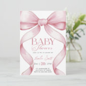 Roze Bow Coquette Baby shower Kaart (Staand voorkant)