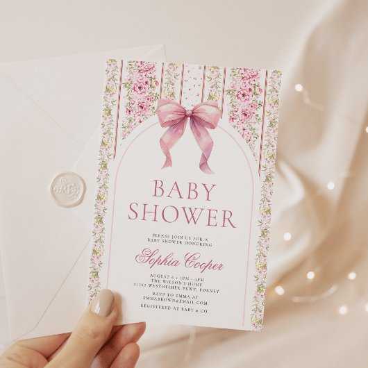 Roze Bow Coquette Baby shower Kaart