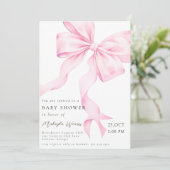 Roze Bow Coquette Baby shower Kaart (Staand voorkant)
