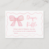Roze Bow Coquette Baby shower Luier Raffle Informatiekaartje (Voorkant)