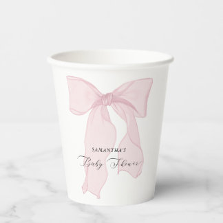 Roze Bow Coquette Baby shower Papieren Bekers