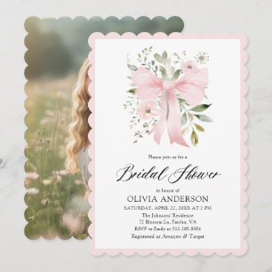 Roze Bow Coquette Bloemschelp Vrijgezellenfeest Kaart