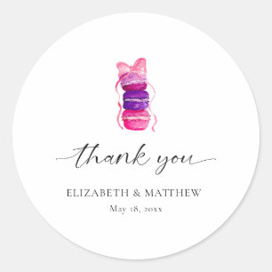 Roze Bow Coquette Elegante Macaron bruiloft Ronde Sticker