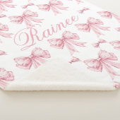 Roze Bow Coquette Gepersonaliseerde Y2K Bow Girly Sherpa Deken (3/4)