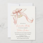 Roze Bow Coquette Girly Graduation Cap Kaart (Voorkant)