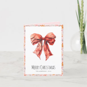 Roze Bow Coquette Kerstfoto Feestdagen Kaart