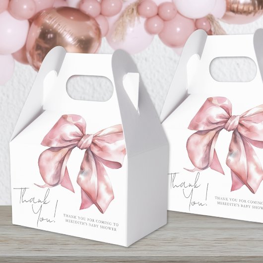 Roze Bow Coquette Meisje Baby shower Bedankdoosjes