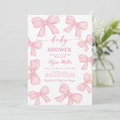 Roze Bow Coquette Meisje Baby shower Kaart (Staand voorkant)