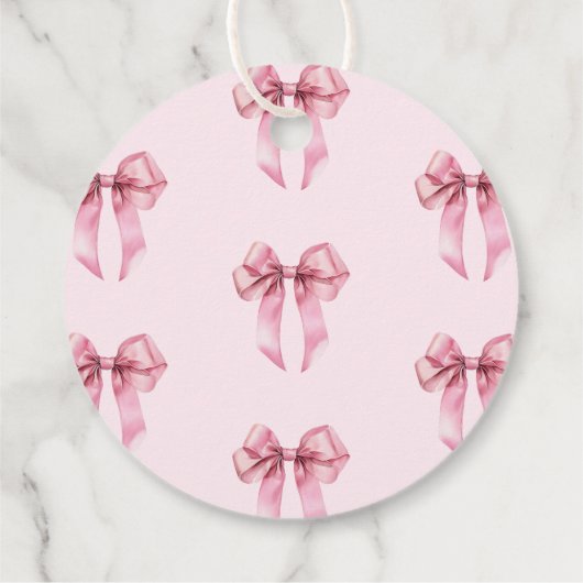 Roze Bow Coquette Meisje Verjaardag Bedankt Bedankjes Labels (Achterkant)