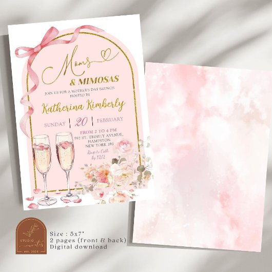 Roze Bow Coquette Moederdag Brunch Kaart