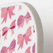 Roze Bow Coquette Patroon Monogram Initiaal Pickleball Paddle (Links Detail)