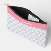 Roze Bow Coquette Patroon op Blauwe Aangepaste Naa Etui (Open)