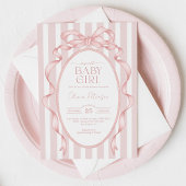  Roze Bow Coquette Ribbon Baby Meisje Douche Kaart