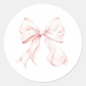 Roze Bow Coquette Ronde Sticker (Voorkant)