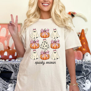 Roze Bow Coquette Schattigee Ghost En Pompoen Hall T-shirt