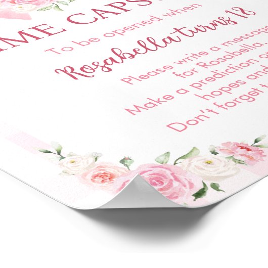 Roze Bow Coquette Verjaardag Tijd Capsule Poster (Hoek)