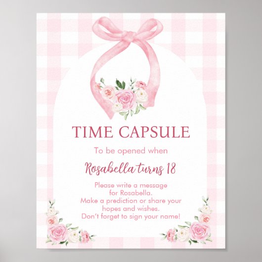 Roze Bow Coquette Verjaardag Tijd Capsule Poster (Voorkant)