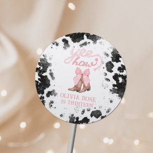 Roze Bow & Cowgirl Laarzen Coquette Western Verjaa Ronde Sticker