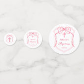 Roze Bow Crest dooptafel Confetti (Voorkanten)
