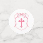 Roze Bow Crest dooptafel Confetti (Kleine voorkant)