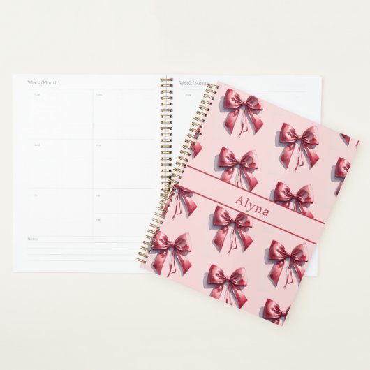 Roze Bow Custom Name Notitieboek (Display)