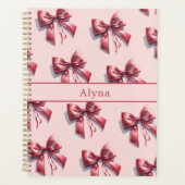 Roze Bow Custom Name Notitieboek (Voorkant)