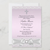 Roze Bow & de Heilige Communie Kaart (Voorkant)