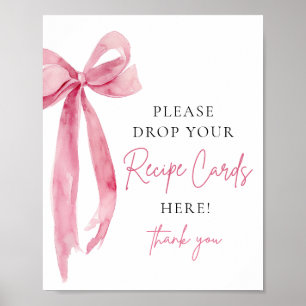 Roze Bow Deel een Recept Kaart Vrijgezellenfeest T Poster