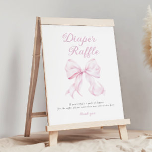 Roze Bow Diaper Raffle Tafelteken Poster