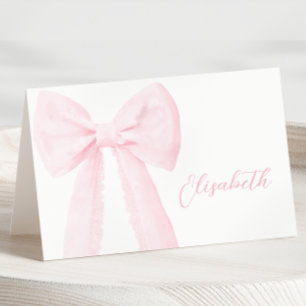 Roze Bow Doop Tafel Naam Kaart