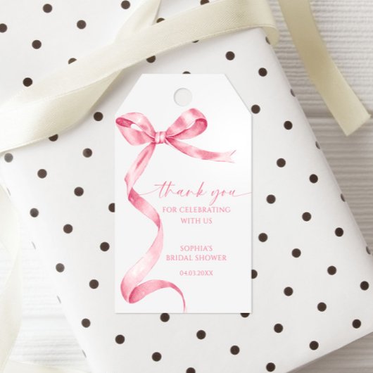 Roze Bow Douche Favoriet Gift Label Cadeaulabel