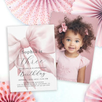 Roze Bow Eenvoudig Girly Verjaardagsfeest met Foto