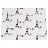 Roze Bow Eiffel Tower Paris Frankrijk Podle Chic Groot Cadeauzakje (Voorkant)