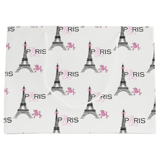 Roze Bow Eiffel Tower Paris Frankrijk Podle Chic Groot Cadeauzakje (Voorkant)