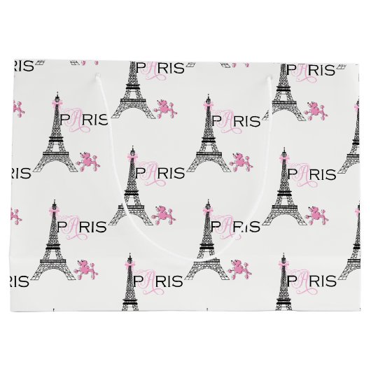 Roze Bow Eiffel Tower Paris Frankrijk Podle Chic Groot Cadeauzakje (Achterkant)