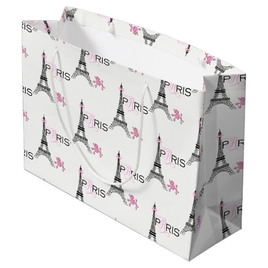 Roze Bow Eiffel Tower Paris Frankrijk Podle Chic Groot Cadeauzakje (Achterkant Gekanteld)