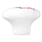 Roze Bow Eiffel Tower Paris Frankrijk Podle Chic Keramische Knop (Zijkant)