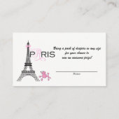 Roze Bow Eiffeltoren Parijs Frankrijk Luier Raffle Informatiekaartje (Achterkant)