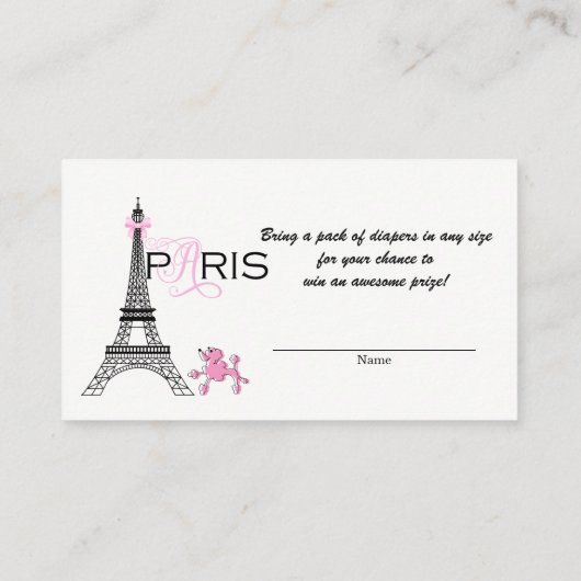 Roze Bow Eiffeltoren Parijs Frankrijk Luier Raffle Informatiekaartje (Achterkant)