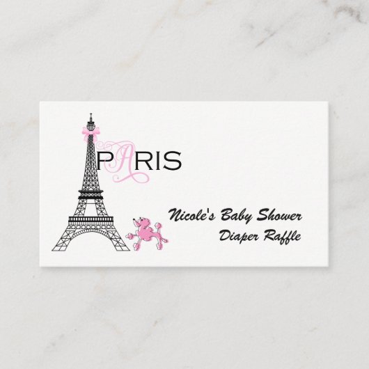 Roze Bow Eiffeltoren Parijs Frankrijk Luier Raffle Informatiekaartje (Voorkant)