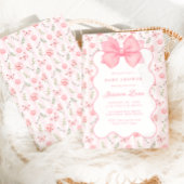  Roze Bow Elegant Rozen Baby shower Kaart