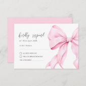 Roze Bow Elegant RSVP Response Kaart (Voorkant / Achterkant)