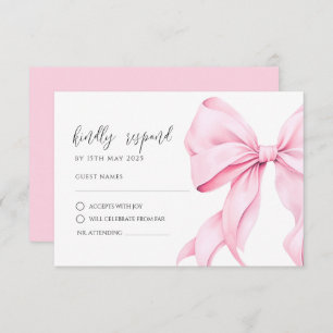 Roze Bow Elegant RSVP Response Kaart