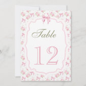 Roze Bow Elegant Tafelnummer (Voorkant)