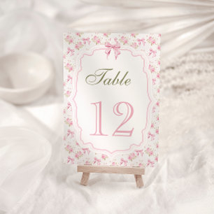 Roze Bow Elegant Tafelnummer