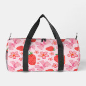 Roze Bow en Aardbei Girly Patroon Duffel Bag Plunjezak (Achterkant)