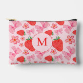 Roze Bow en Aardbei Girly Patroon Monogram Etui (Voorkant)