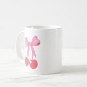 Roze Bow en kersen, coquette stijl Koffiemok (Voorkant links)